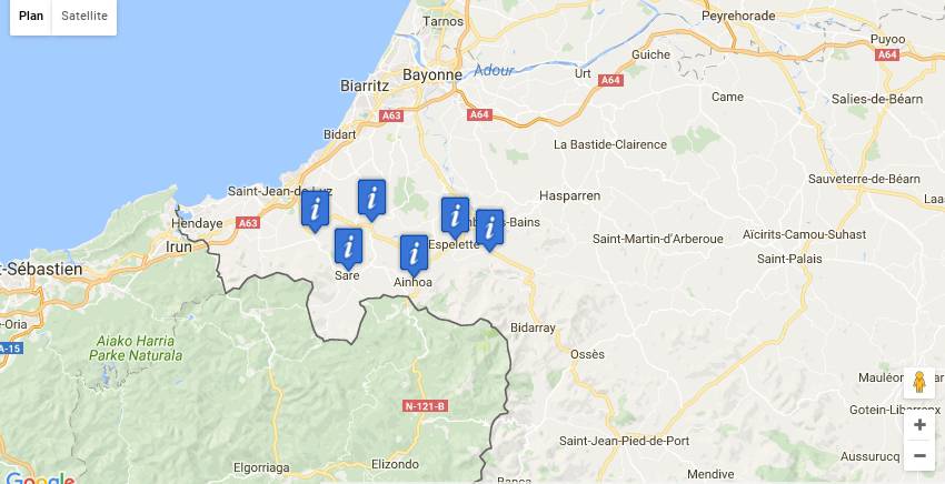 Carte des villages du Pays Basque français