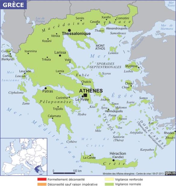 Carte des villes de la Grèce