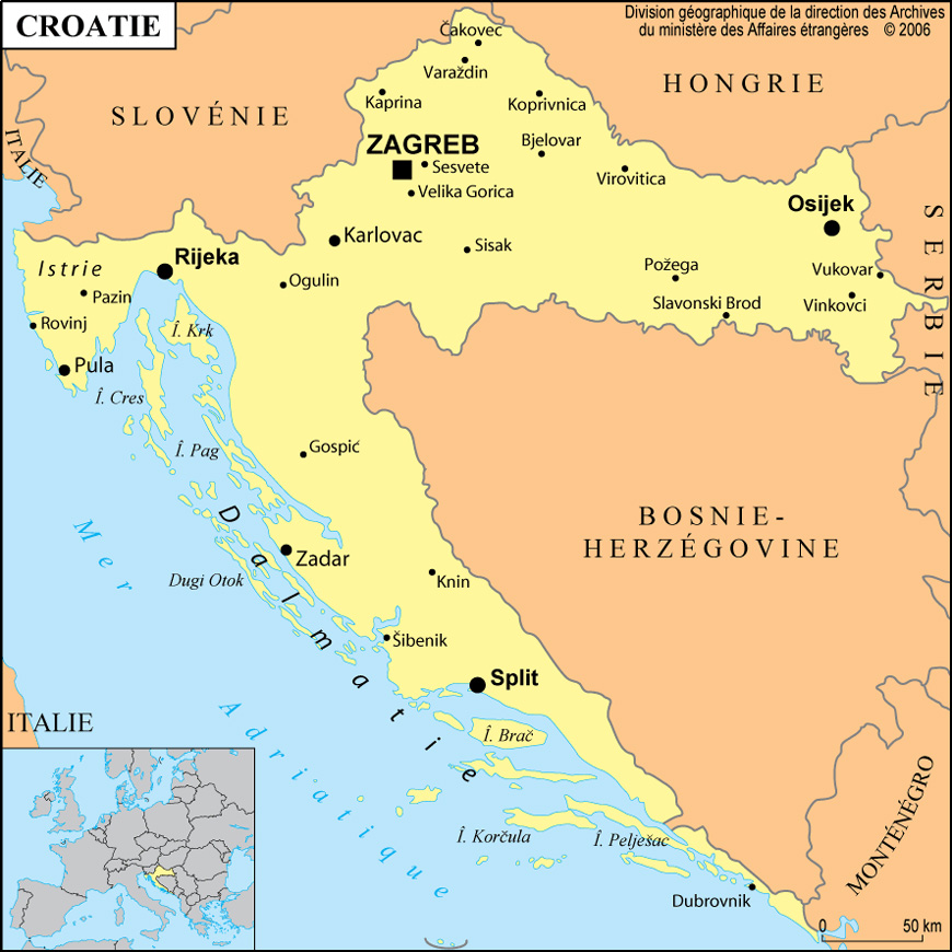 croatie carte géographique - situation géographique de la croatie