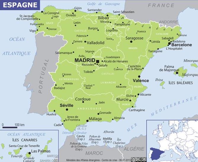 carte espagne region