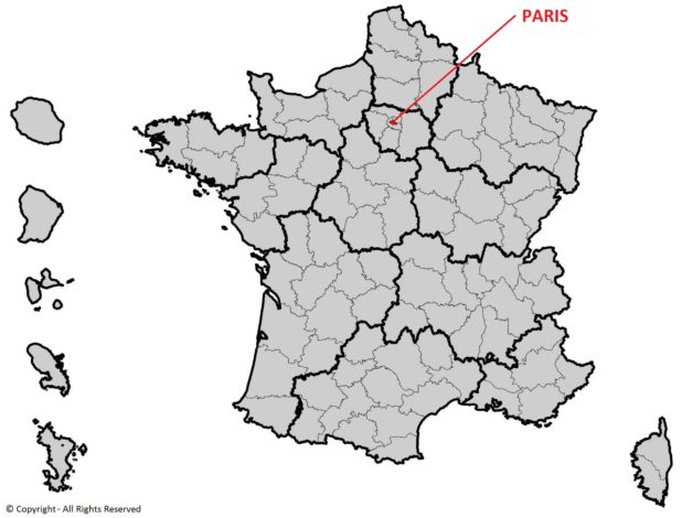 Où se trouve Paris sur une carte de France ?