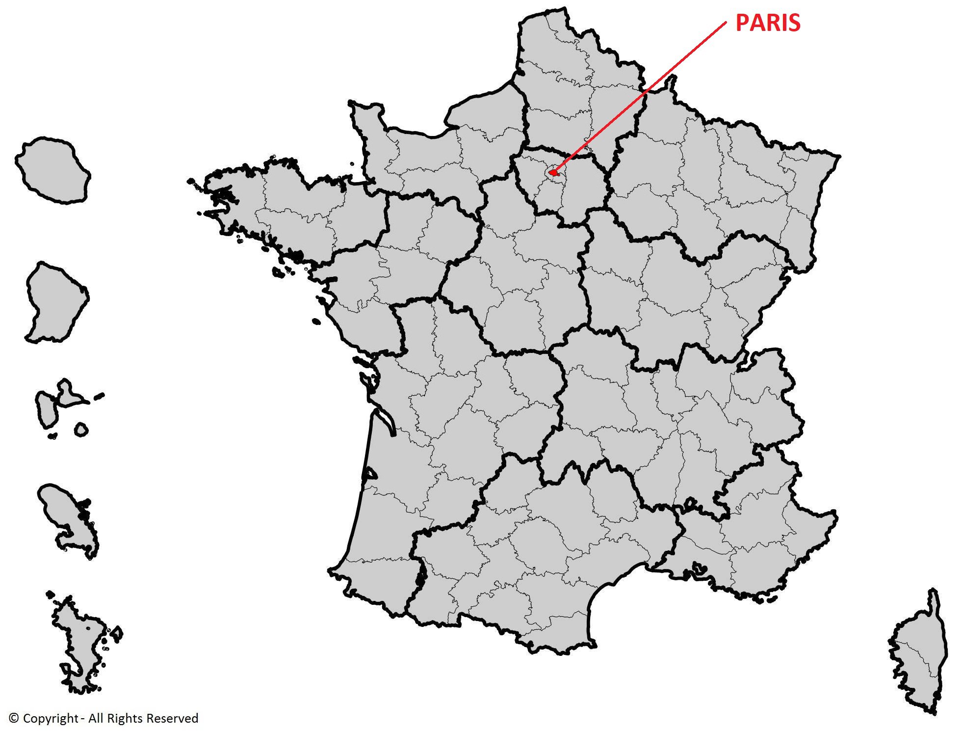 paris sur la carte de france