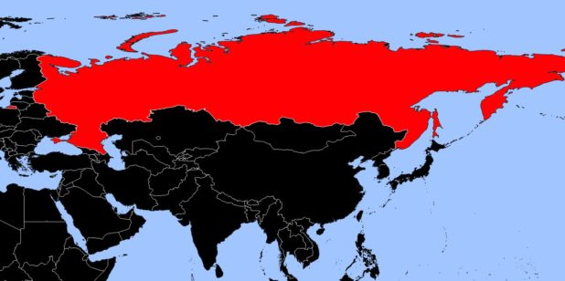 Russie sur une carte d'Asie