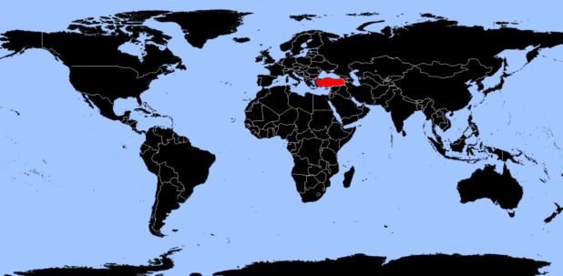 Turquie sur une carte du monde