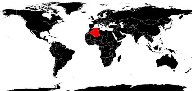 Algérie sur une carte du monde