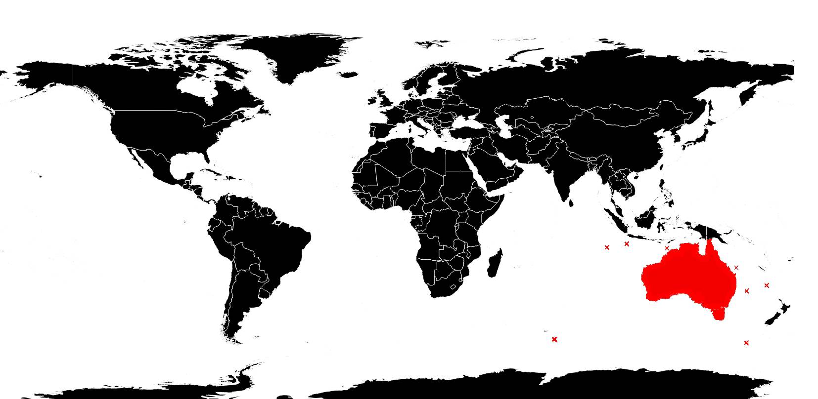 Australie sur une carte du monde Australie sur une carte du monde