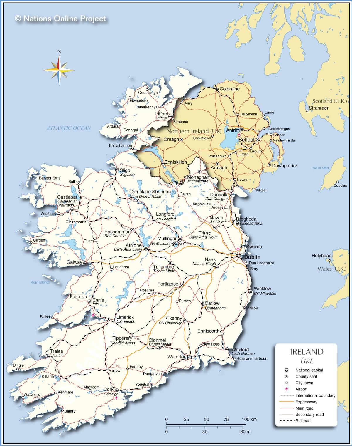 carte irlande du sud ouest