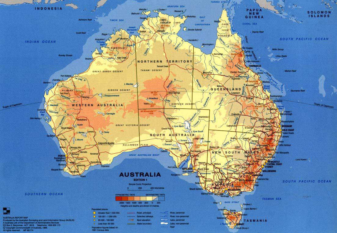 Carte de l'Australie - Différentes cartes sur l'Australie - Routières