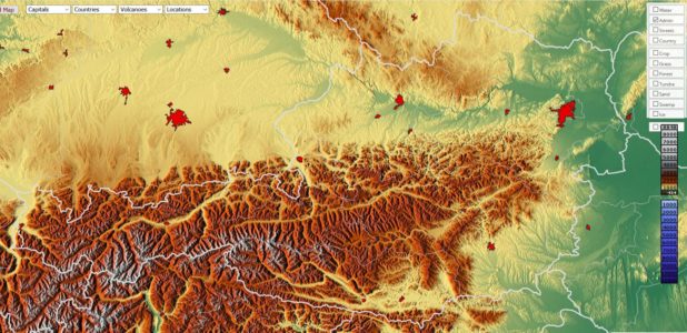 Carte du relief de l'Autriche