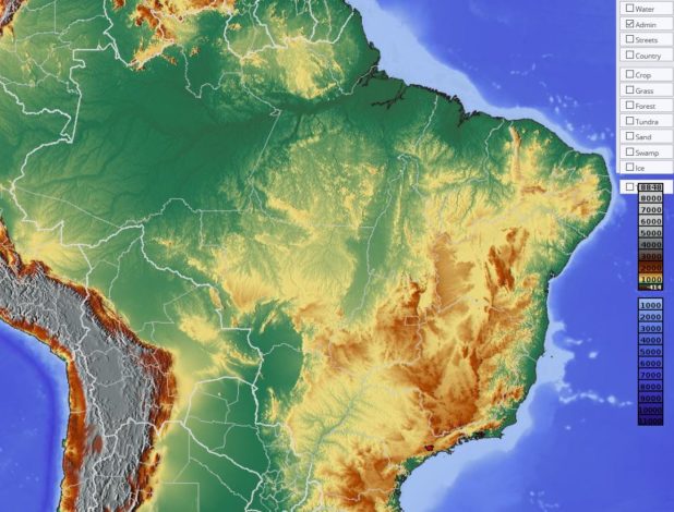 Carte du relief du Brésil