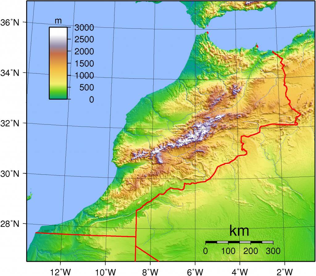 Carte du relief du Maroc Carte du relief du Maroc