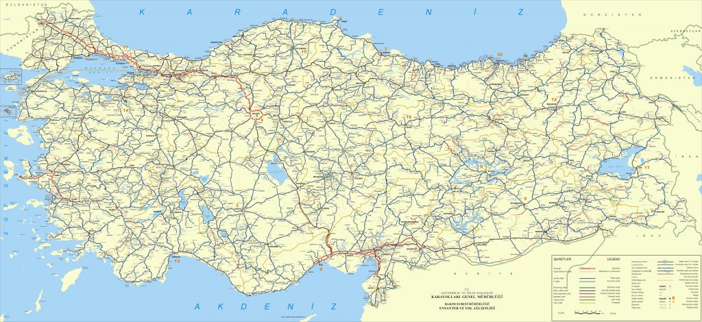 Carte routière en Turquie Carte routière en Turquie