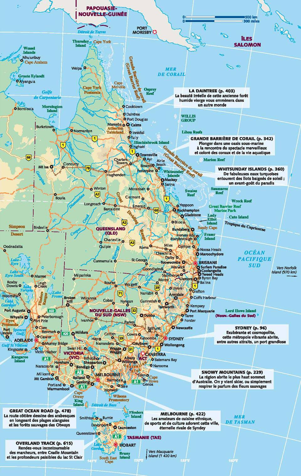 Carte de l'Australie - Différentes cartes sur l'Australie - Routières