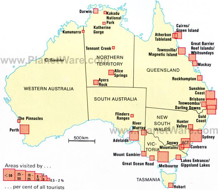 Carte touristique de l'Australie Carte touristique de l'Australie