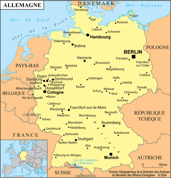 Carte des villes en Allemagne