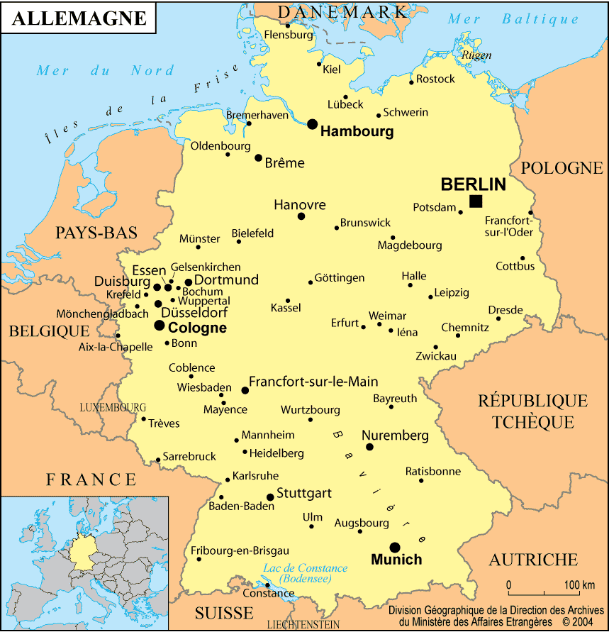 carte geographique de l allemagne