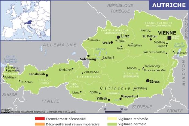 Carte des villes de l'Autriche