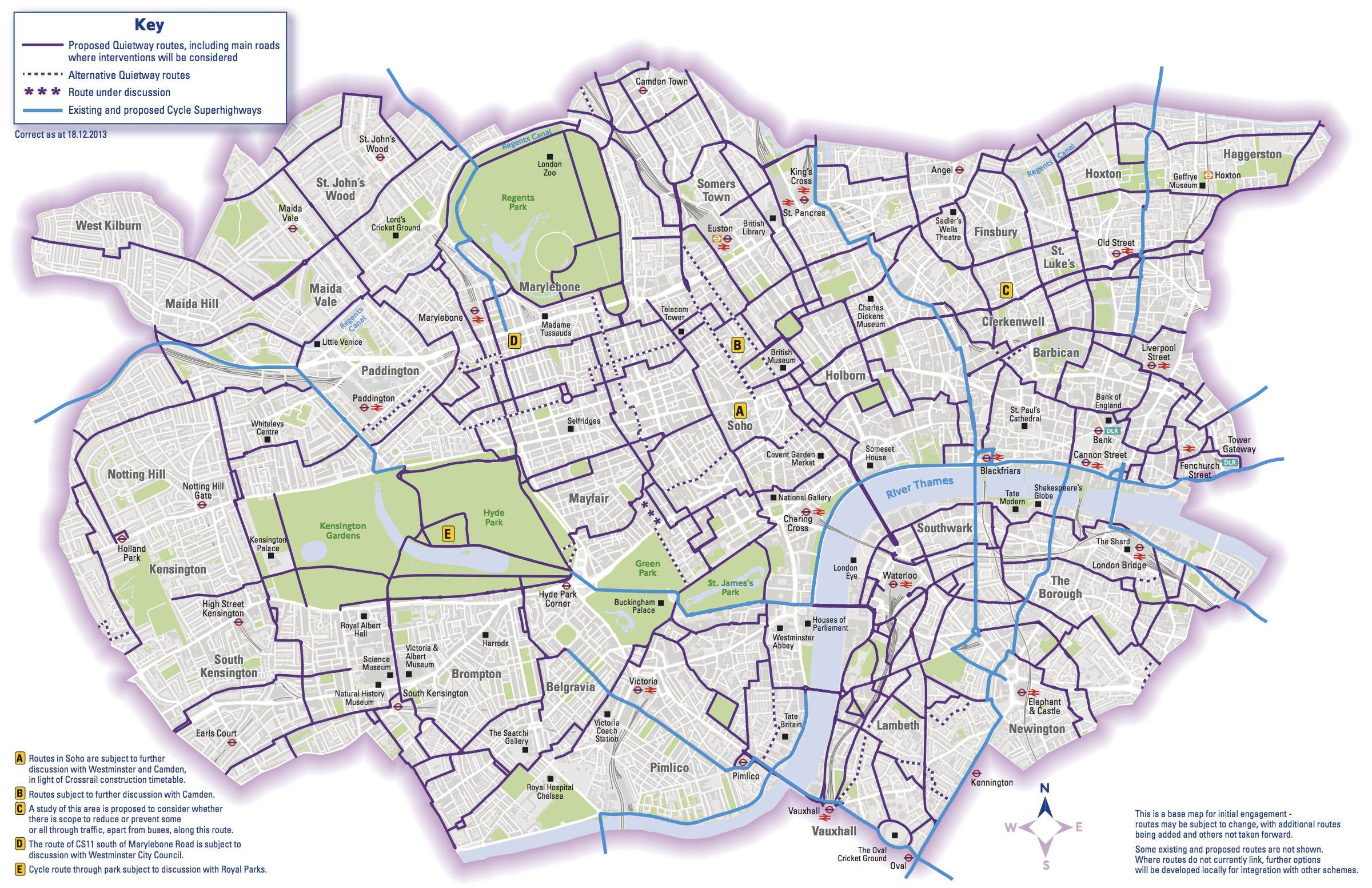 best cycle routes central london