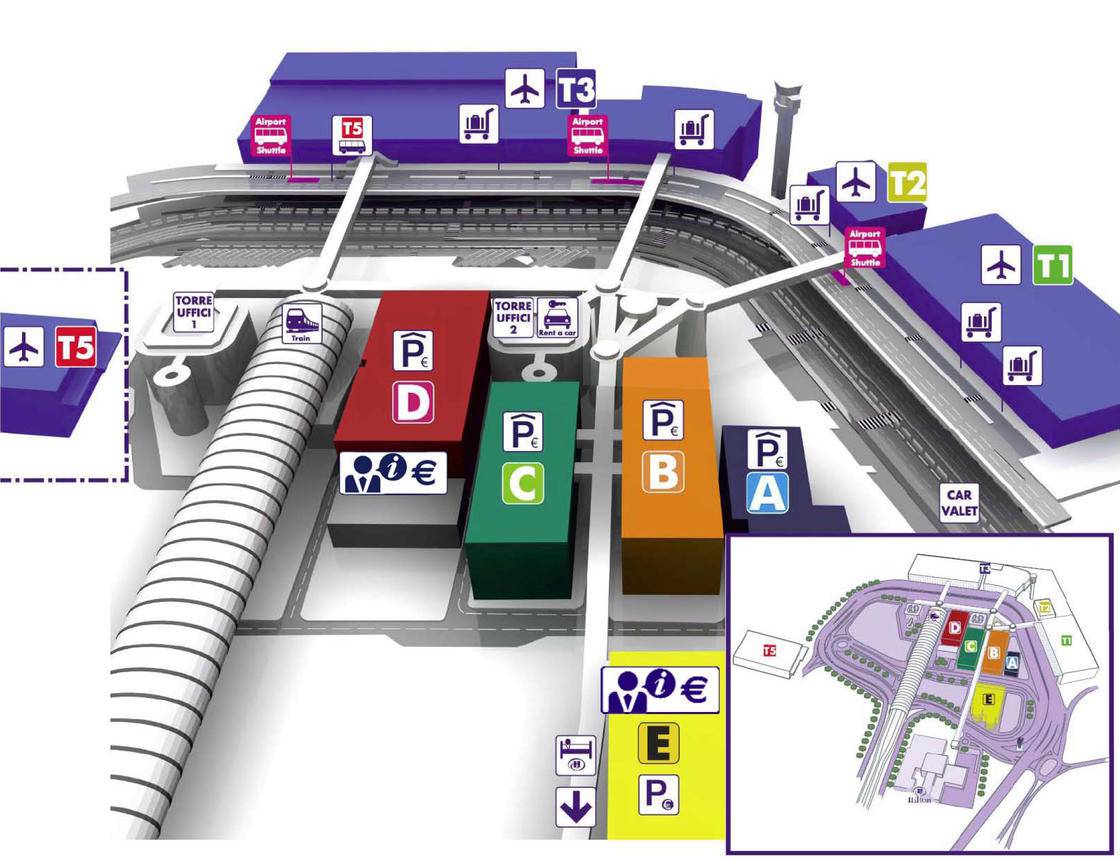 Plan de l'aéroport de Fiumicino Plan de l'aéroport de Fiumicino