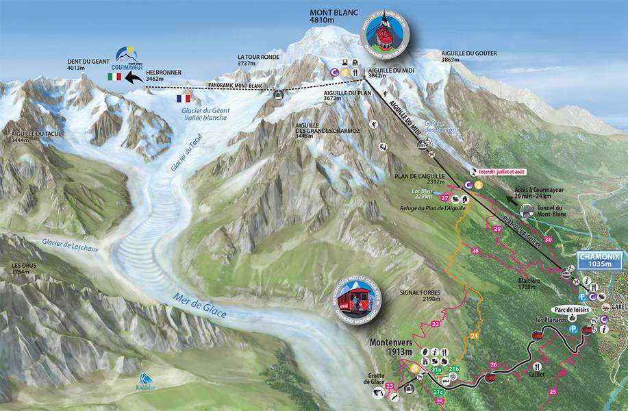 Plan de Chamonix Mont Blanc vers l'Aiguille du Midi Plan de Chamonix Mont Blanc vers l'Aiguille du Midi