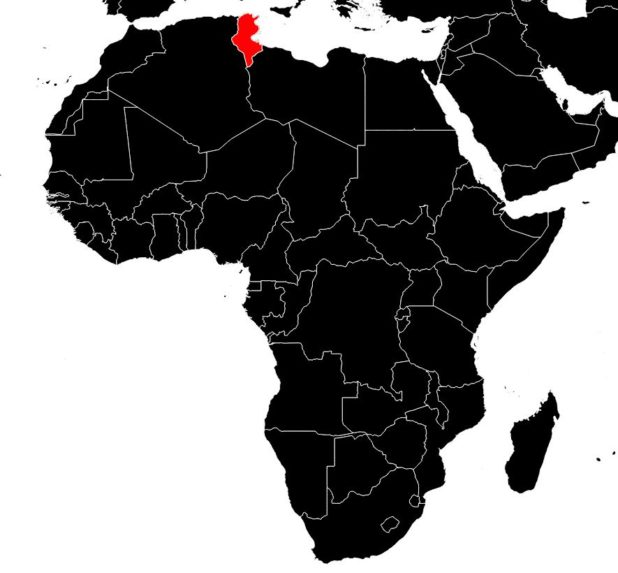Tunisie sur une carte d'Afrique