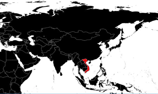 Vietnam sur une carte de l'Asie