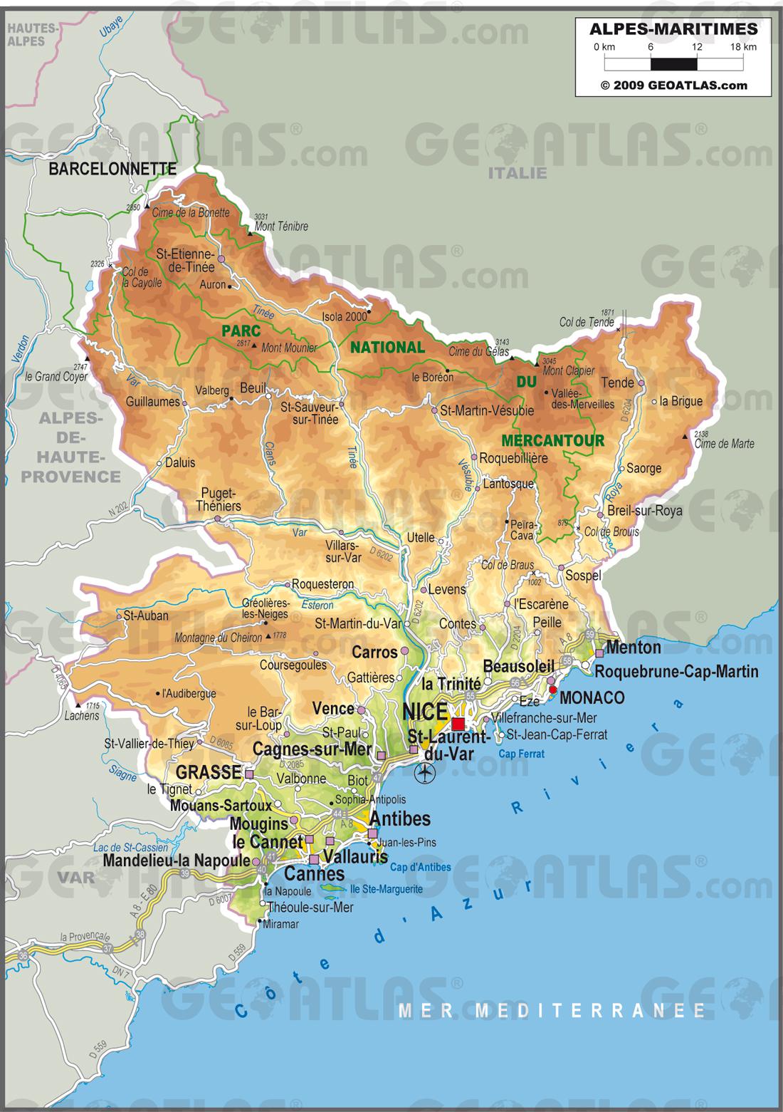 Carte des Alpes-Maritimes - Cartes et plans du département