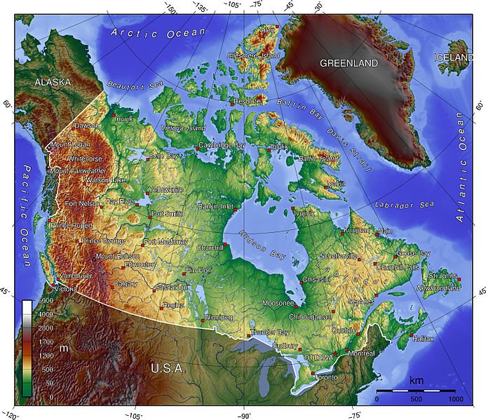 Autre carte du relief au Canada Autre carte du relief au Canada