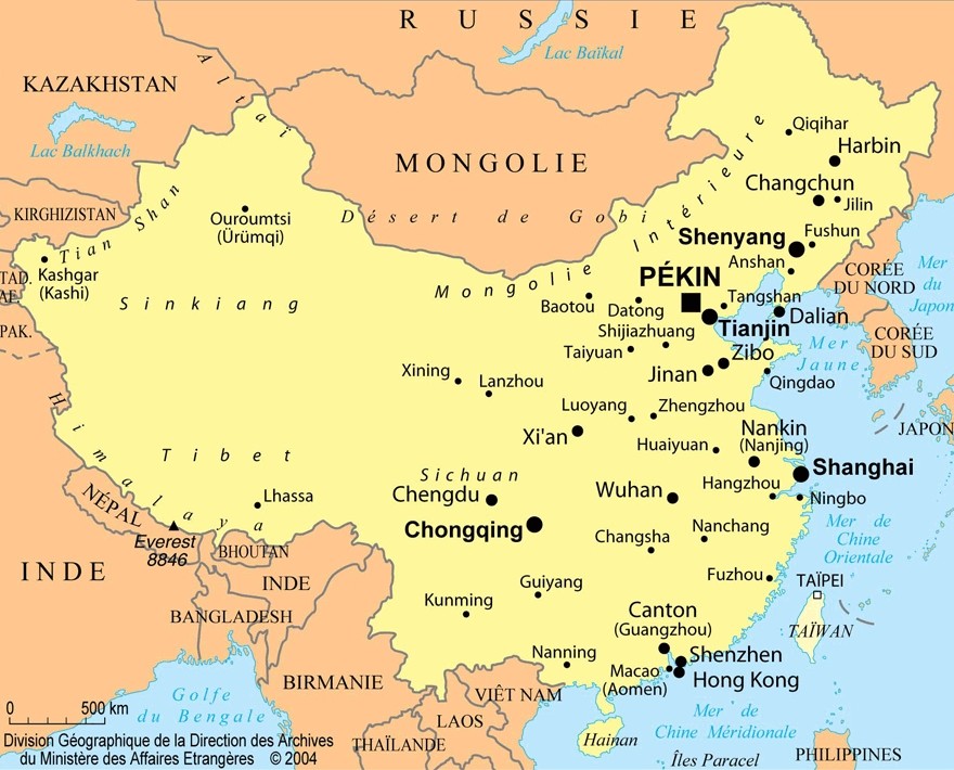 Carte De La Chine Relief Villes Carte Administrative Et Politique 