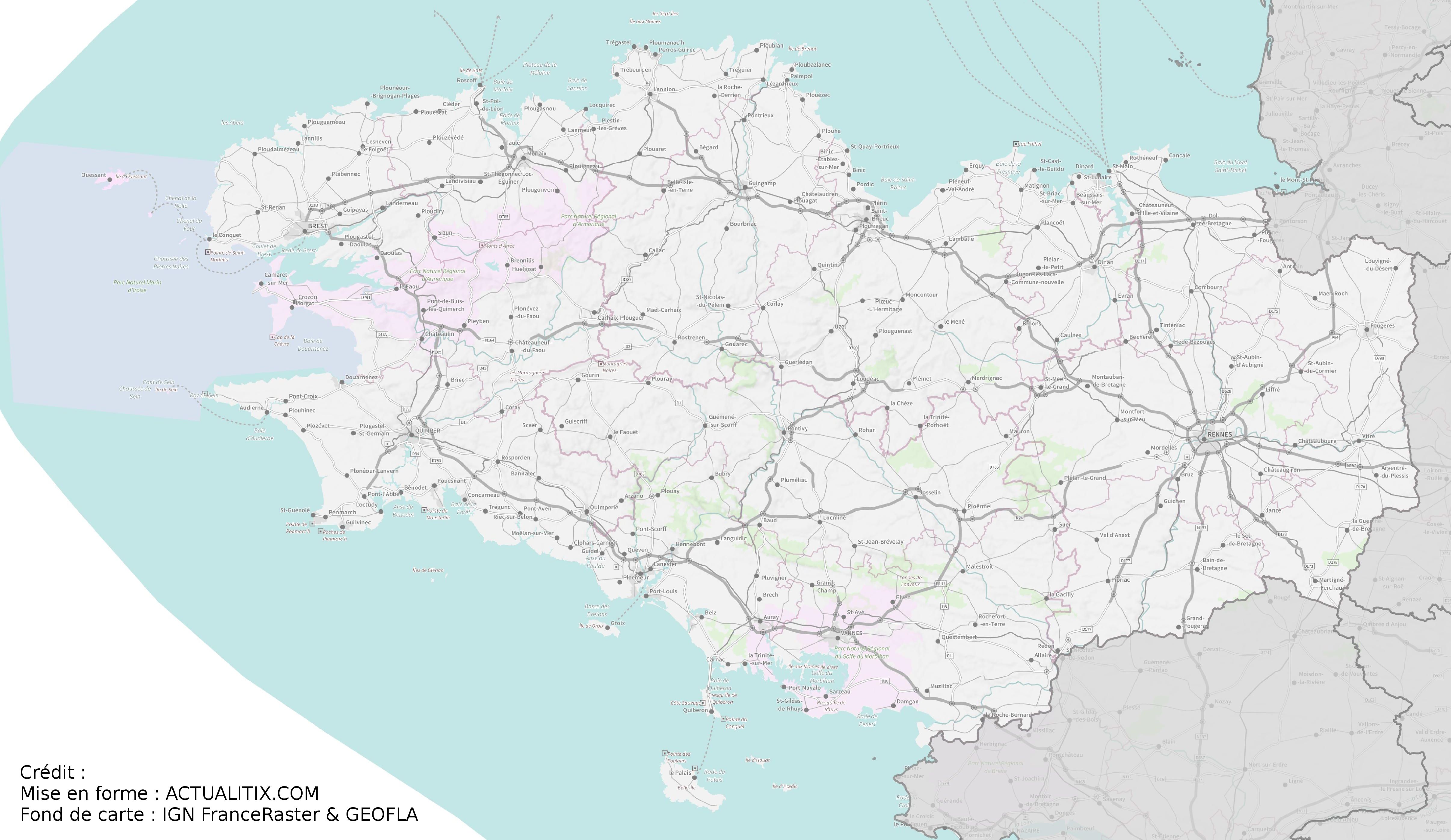 carte finistere nord détaillée