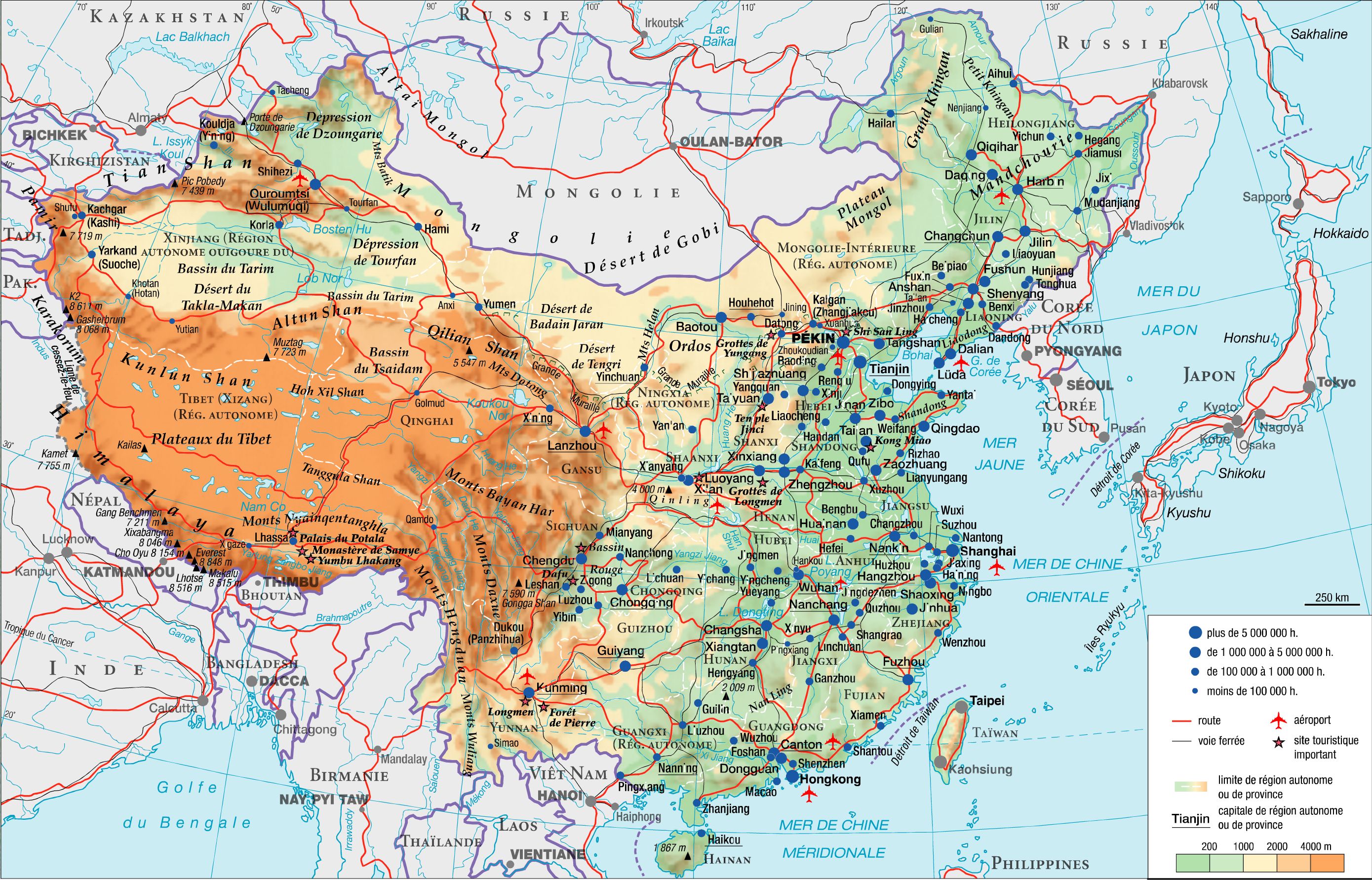 Carte De La Chine Relief Villes Carte Administrative Et Politique 