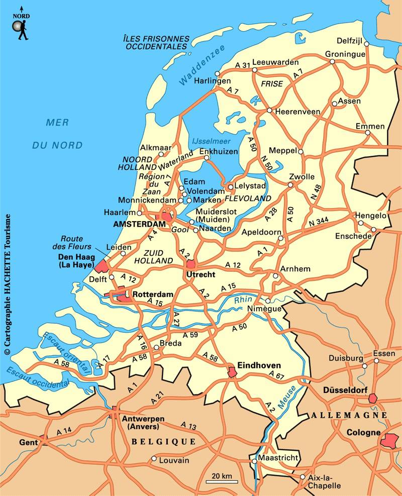 Carte des Pays-Bas - Cartes du relief, villes, administrative ...