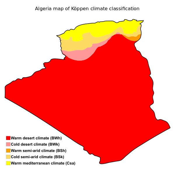 Carte de l'Algérie - villes, routes, relief ...