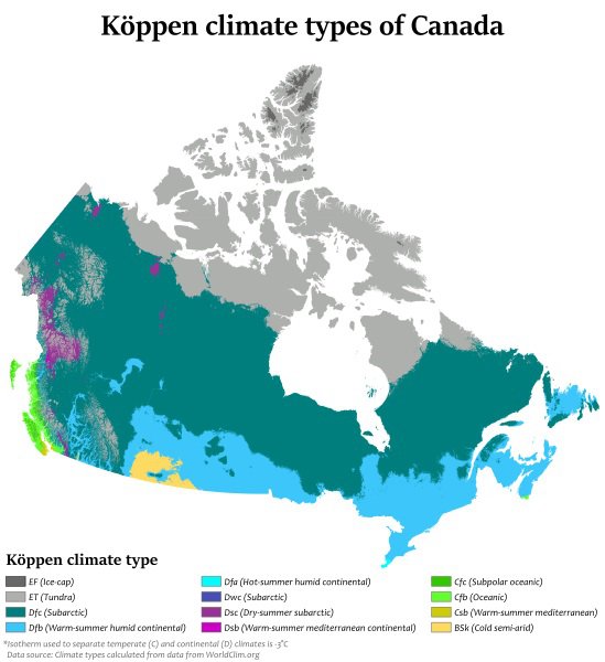 Carte du climat au Canada Carte du climat au Canada