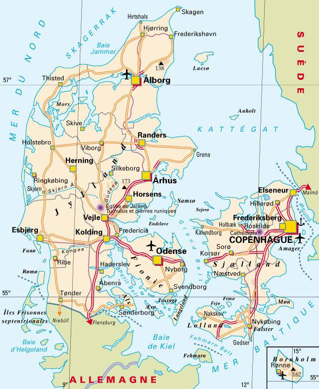 carte touristique du danemark