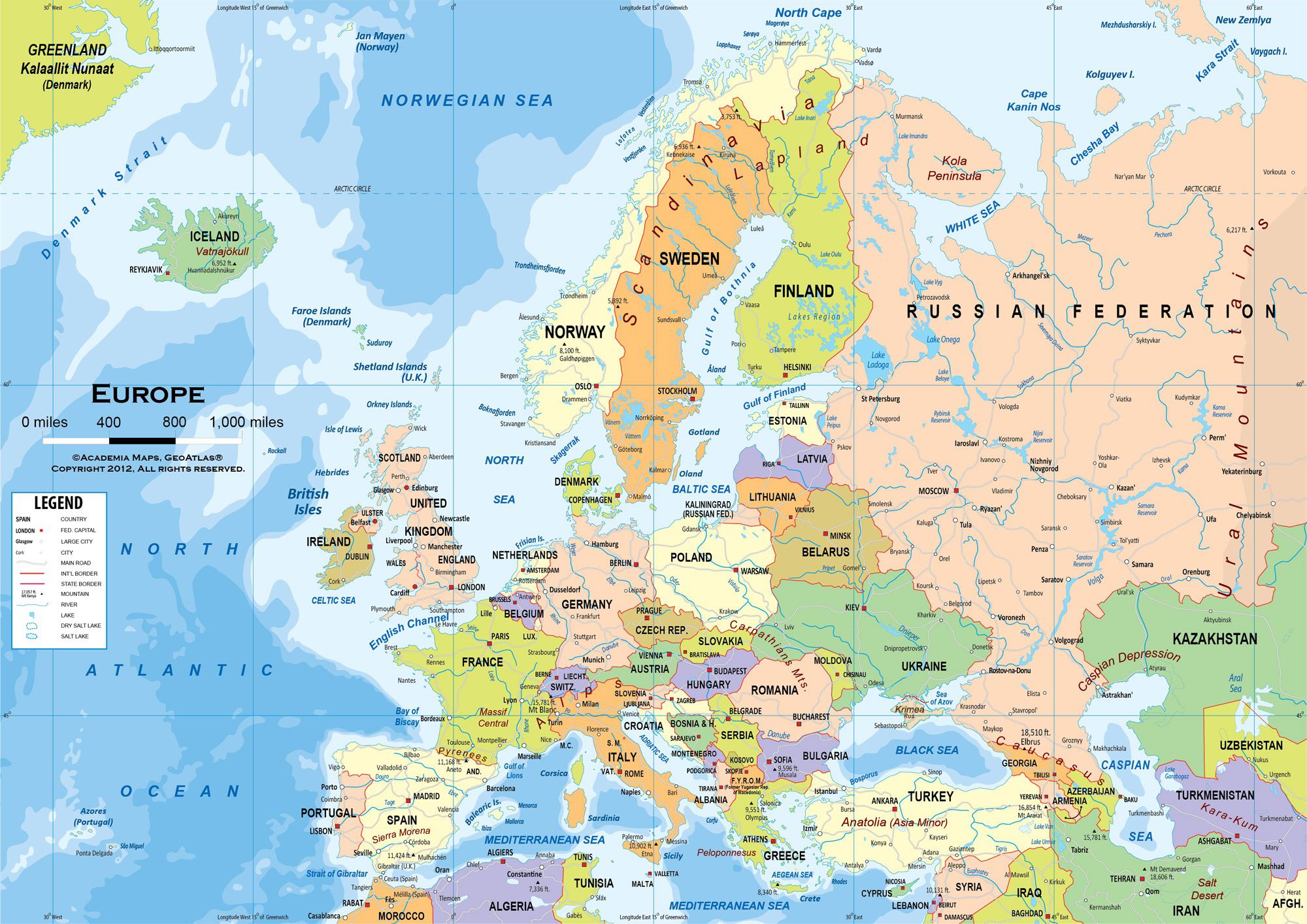 Carte De L Europe Avec Capitales | Carte Du Monde