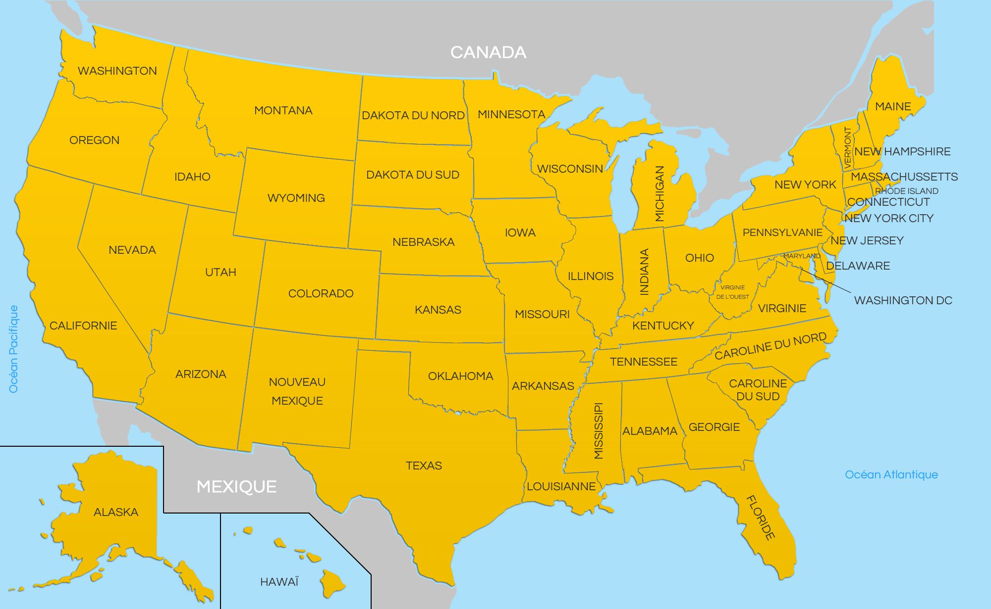 Carte des USA Etats Unis Cartes du relief villes Carte des USA Etats Unis Cartes du relief villes