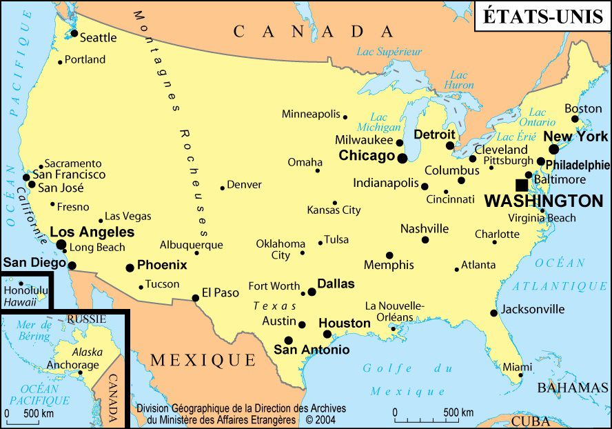 Carte des USA (Etats-Unis)