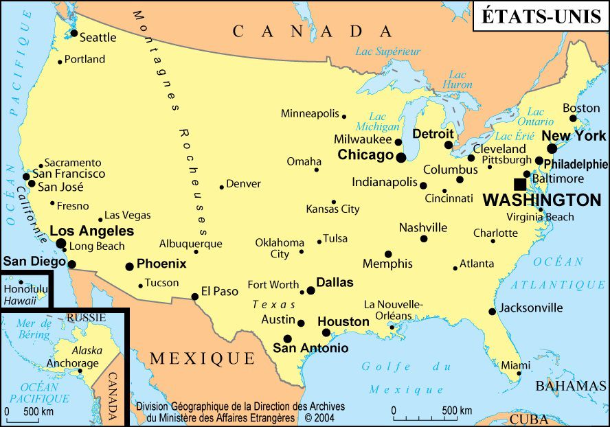 Carte des Etats unis et USA : Informations pratiques