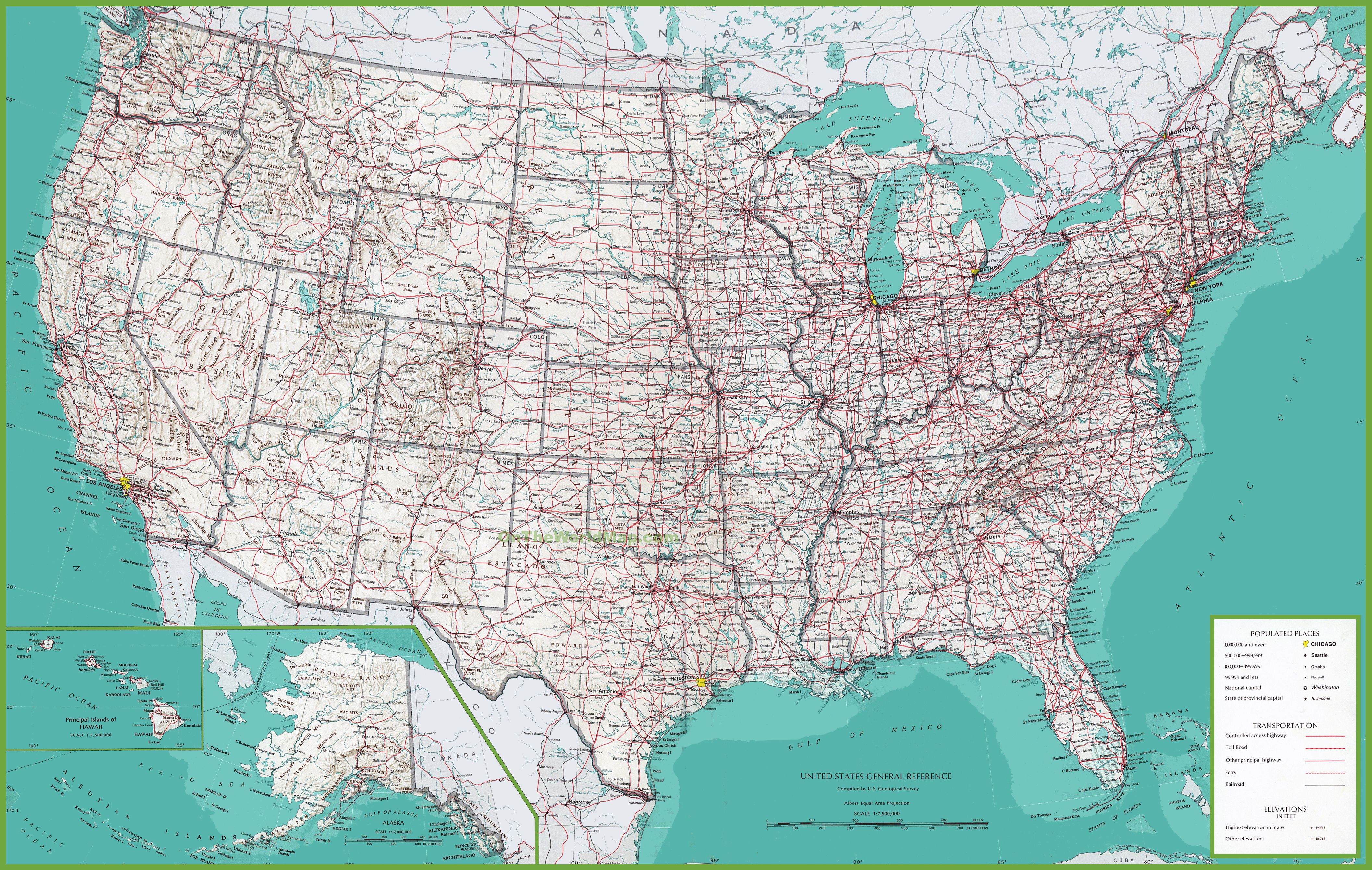 Road Map Usa And Canada