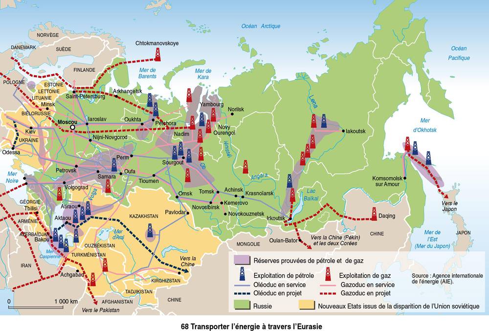 Carte de l'énergie en Russie Carte de l'énergie en Russie
