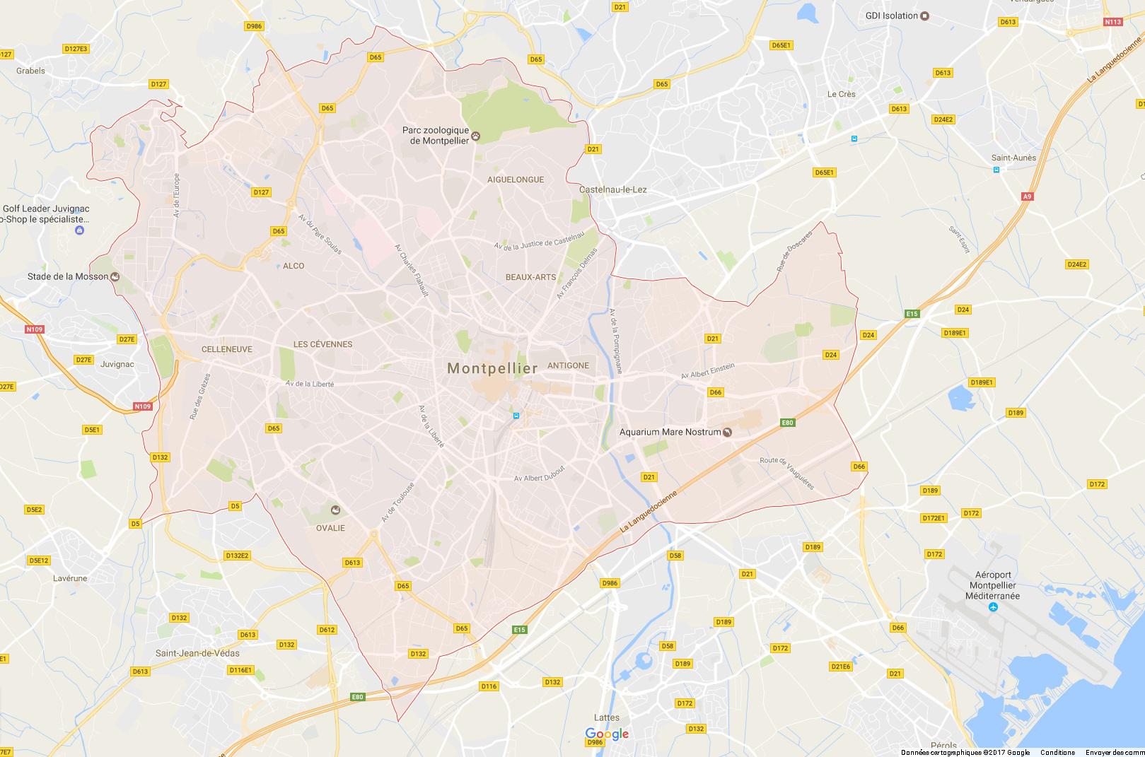Carte entière de Montpellier