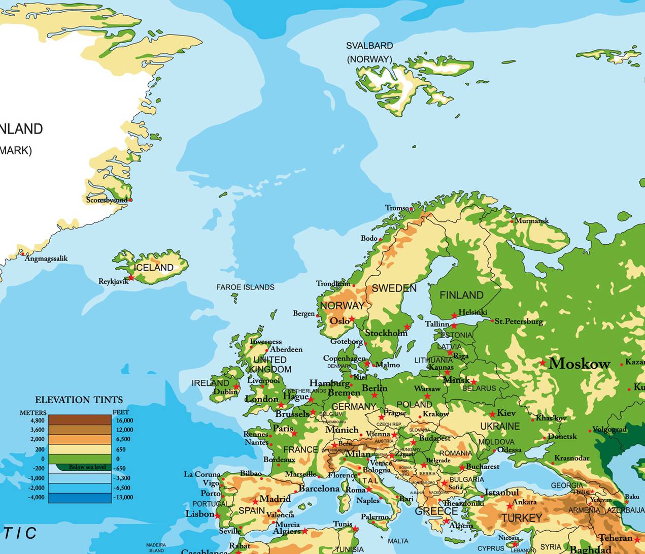 Carte De Leurope Cartes Reliefs Villes Pays Euro Ue