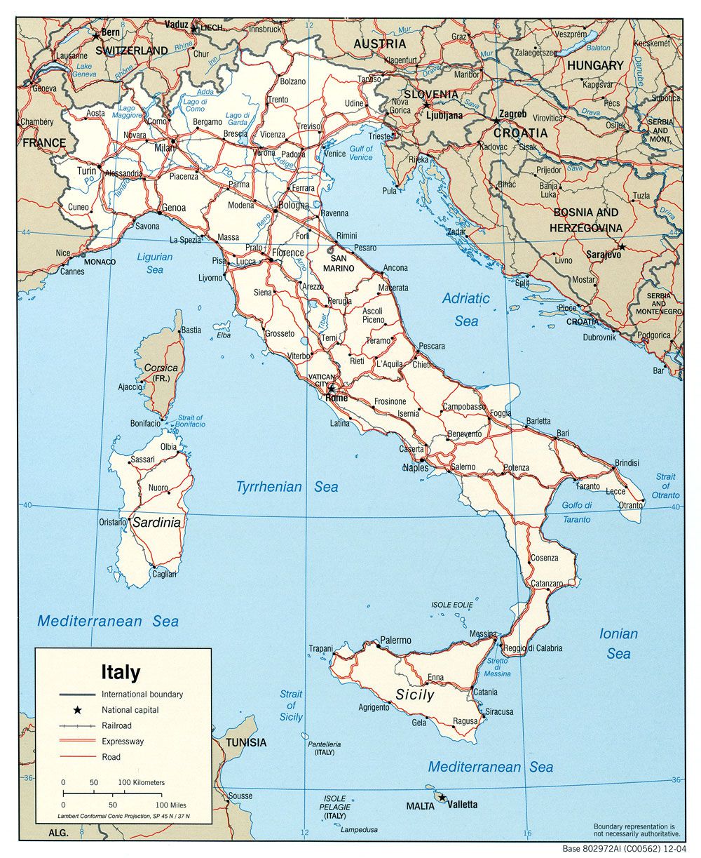 Carte des grandes routes en Italie Carte des grandes routes en Italie