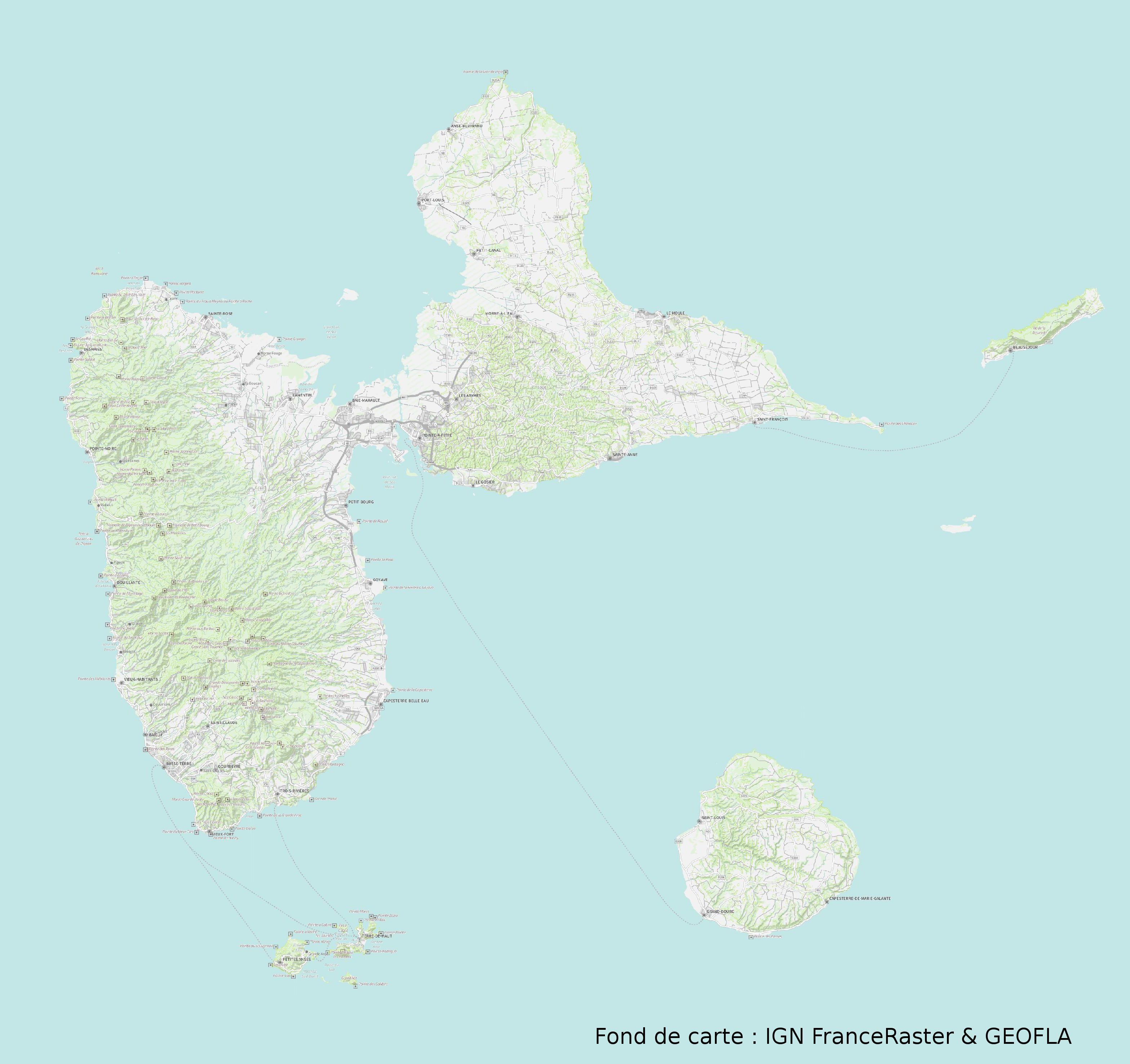 Guadeloupe iles voisines carte