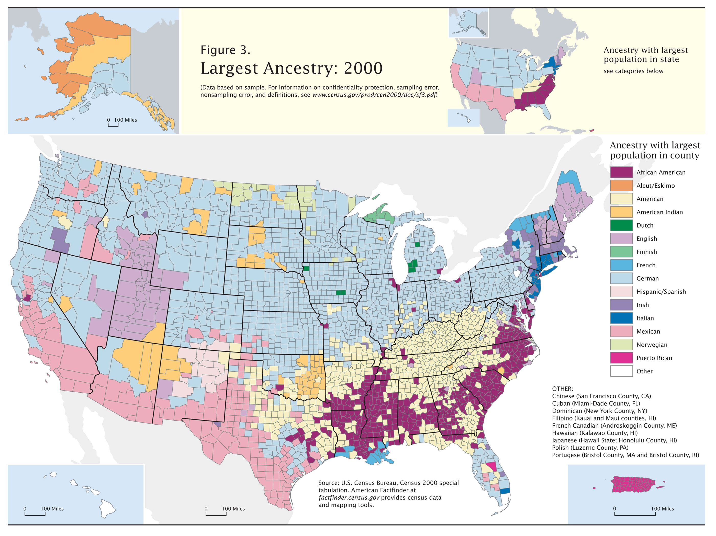 Carte de l'origine de la population des USA (Etats-Unis) Carte de l'origine de la population des USA (Etats-Unis)