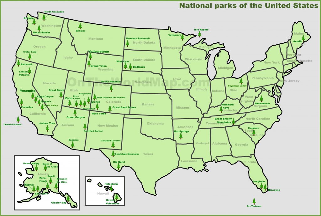 Carte des parcs nationaux des USA (Etats-Unis) Carte des parcs nationaux des USA (Etats-Unis)