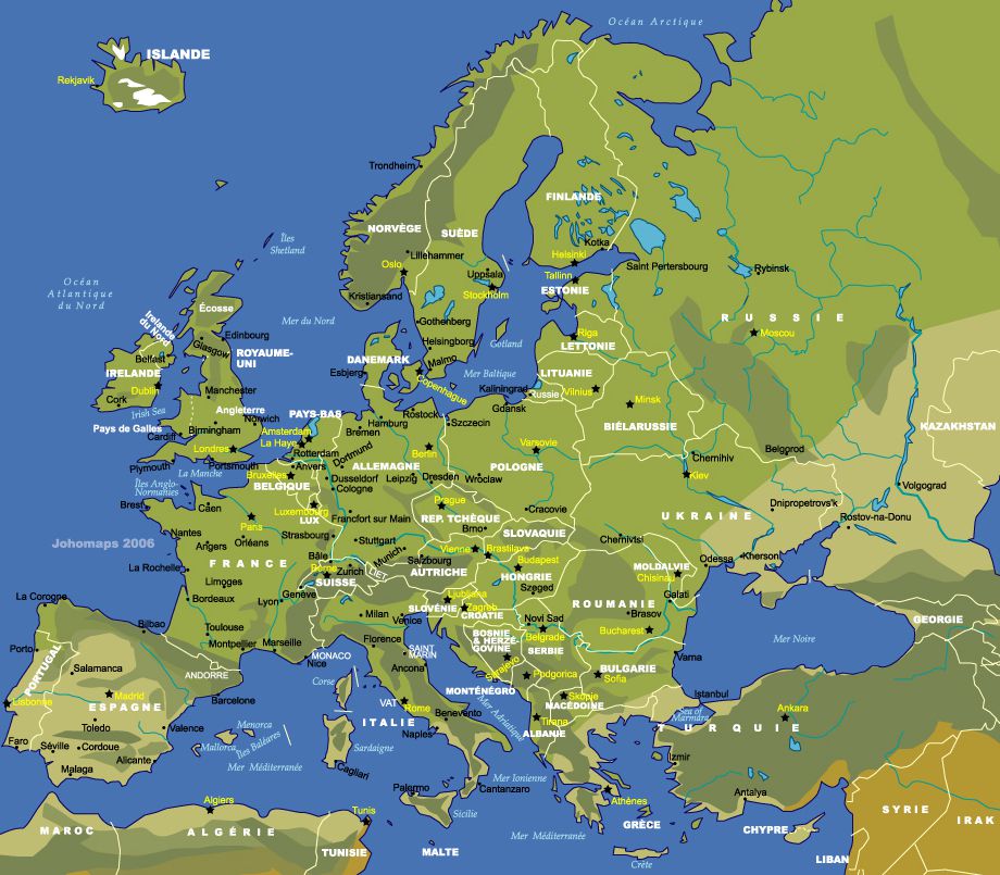 Carte Capitales Europe | Carte Du Monde