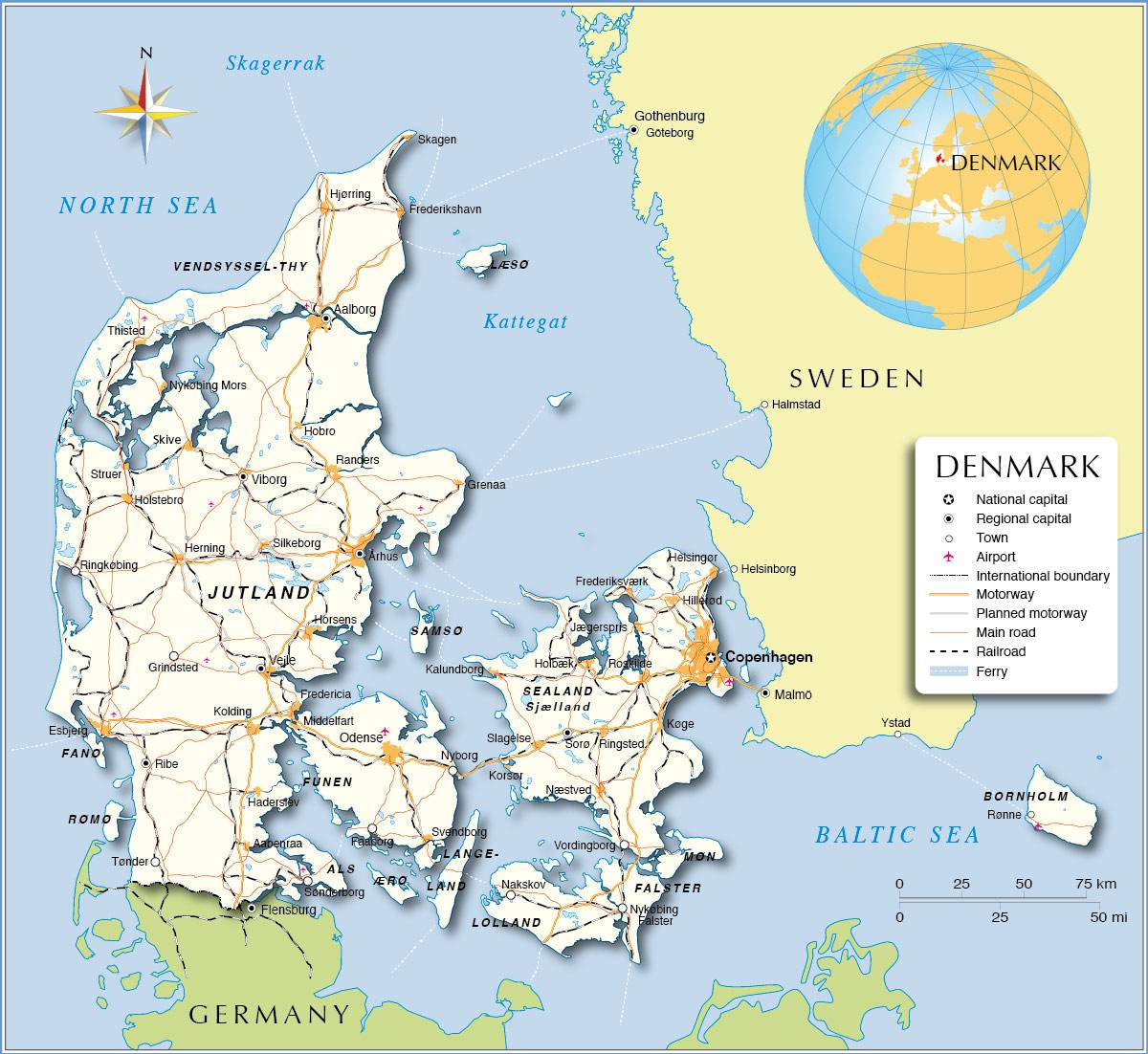 carte touristique du danemark