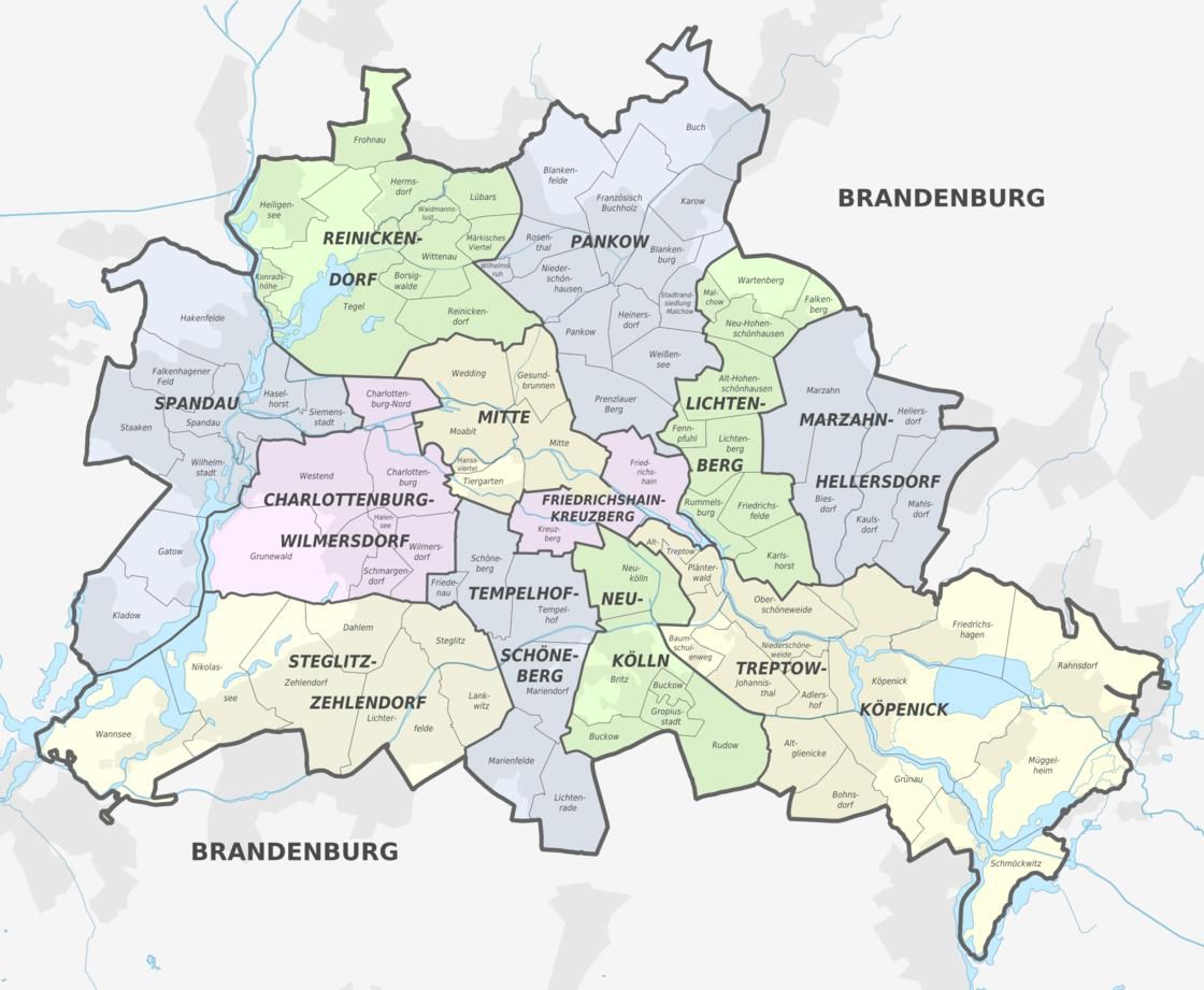 Carte des quartiers de Berlin Carte des quartiers de Berlin